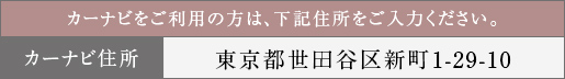カーナビ住所：東京都世田谷区新町1-29-10